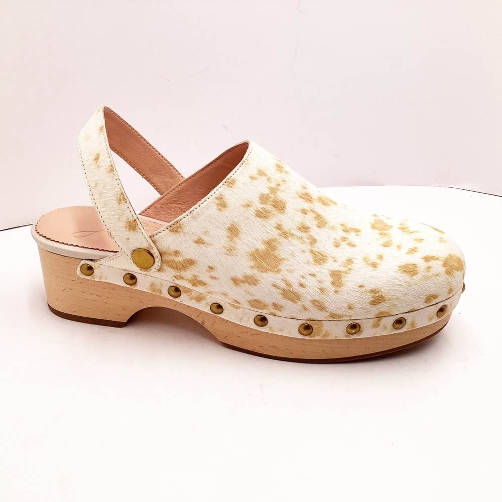 🆕{J.Crew} Calf hair convertible-strap leather clogs